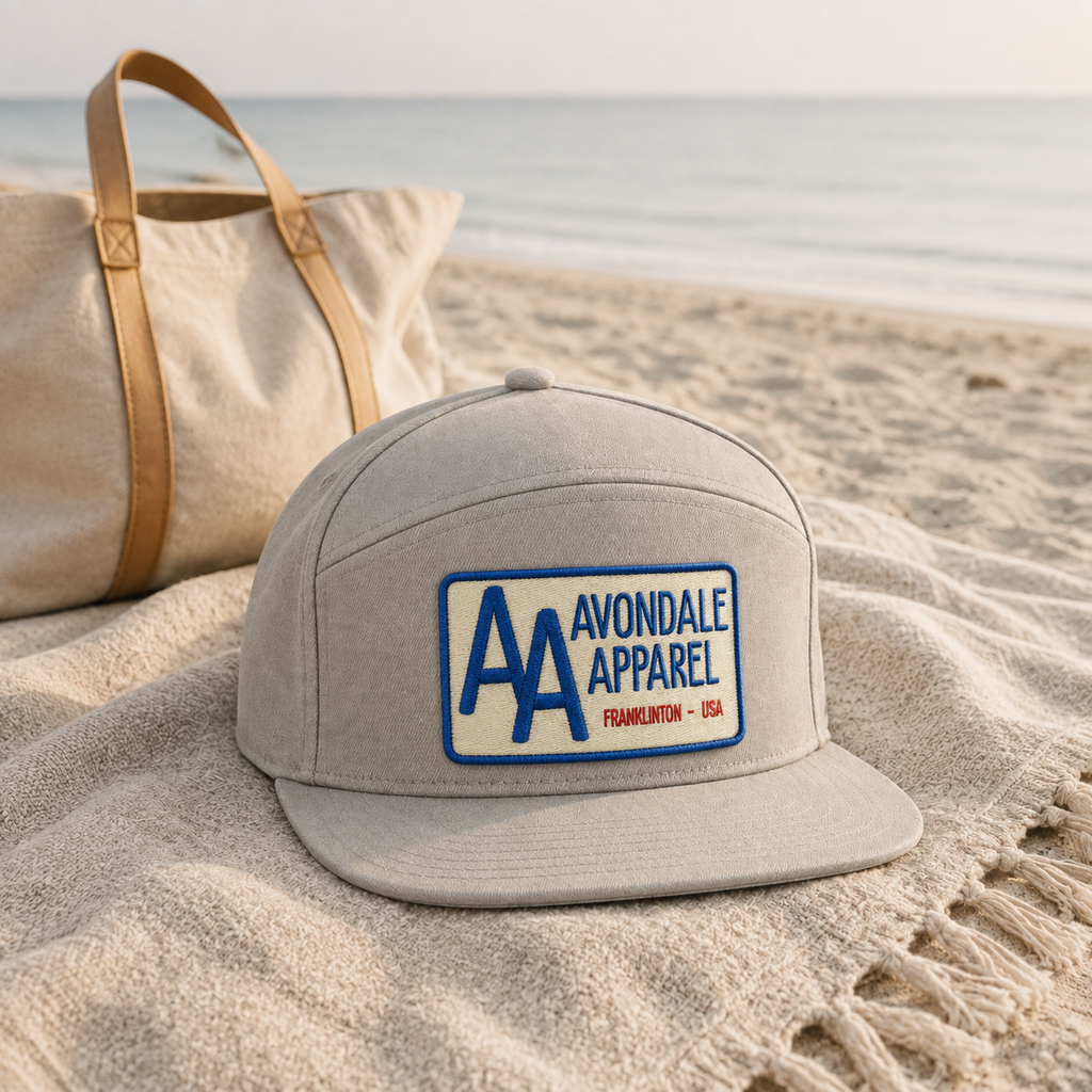 Light Gray Avondale Apparel patch hat lifestyle view