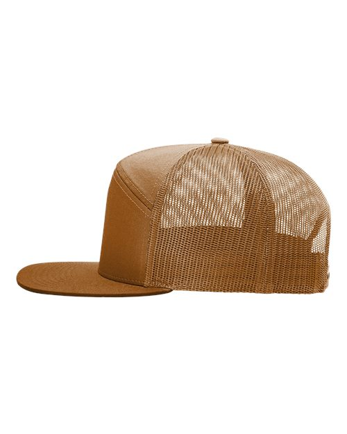 Caramel Richardson 168 seven-panel trucker cap side view